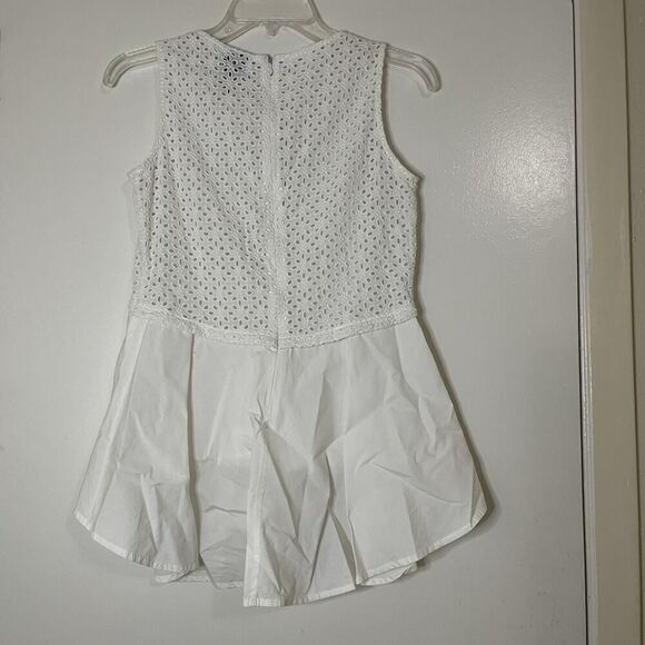 Anthropologie HD in Paris Eyelet Hi Low sleeveless cotton Blouse White Size XS - Picture 7 of 8